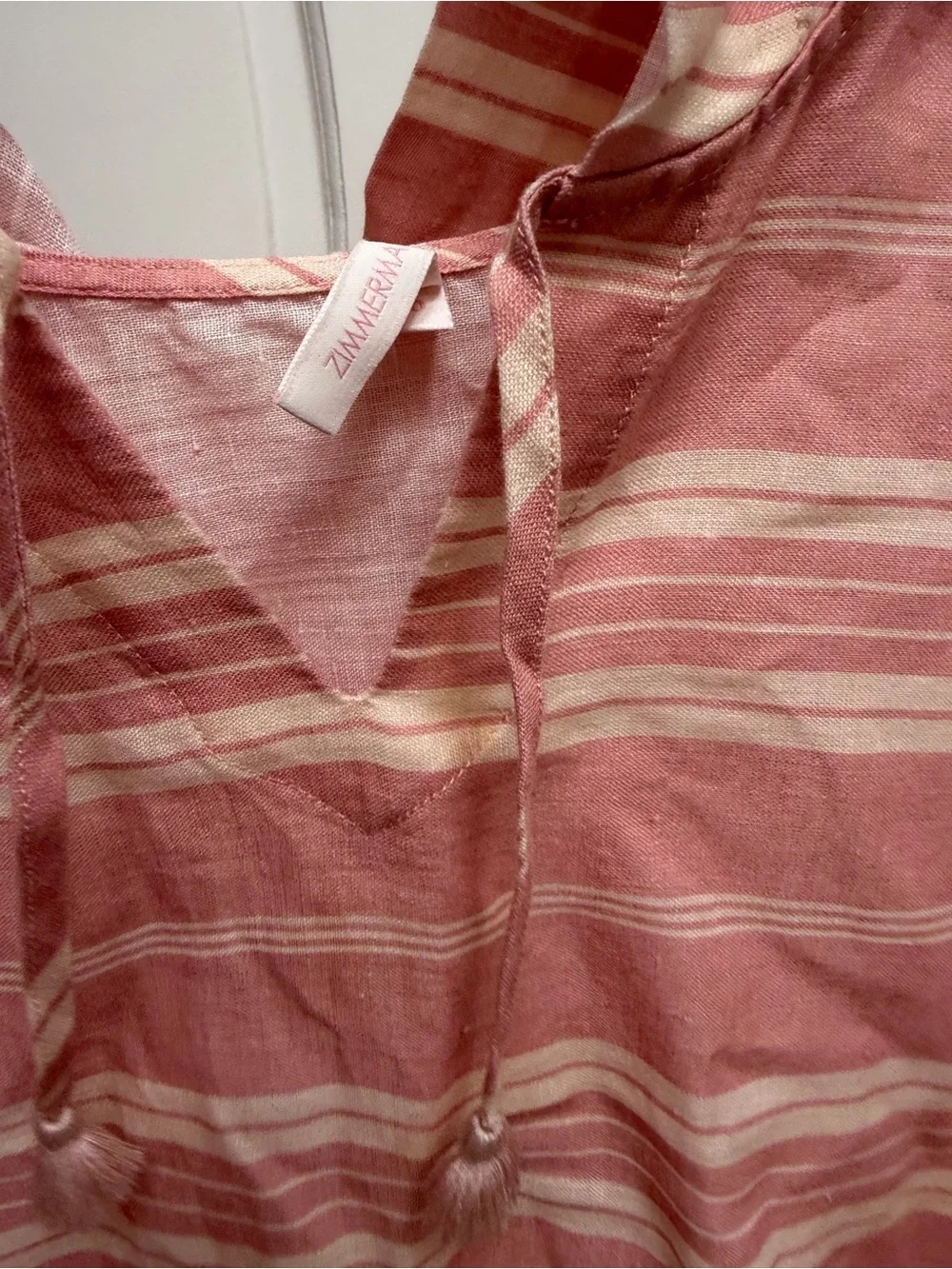 Zimmerman Kids Hooded Poncho Top in Dusty Pink Stripe 10